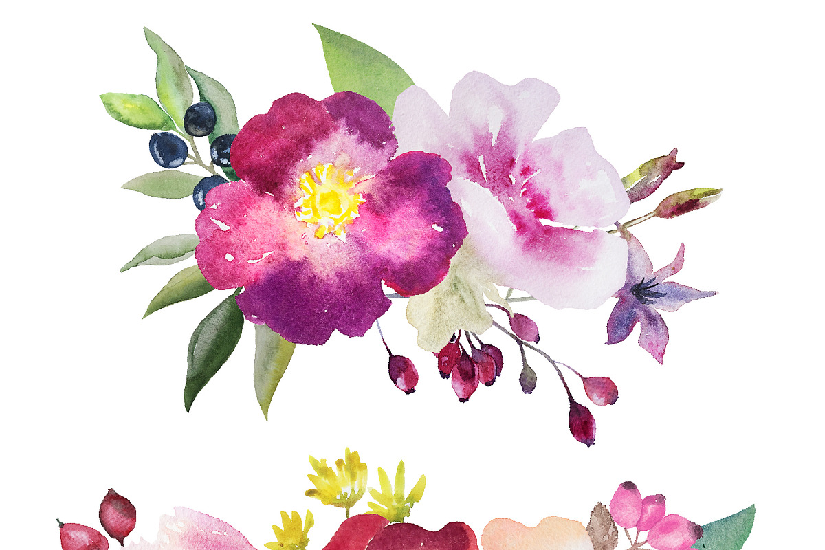 Watercolor Flowers set 3, an Illustration by GraphicRain (Photo 3 of 6)