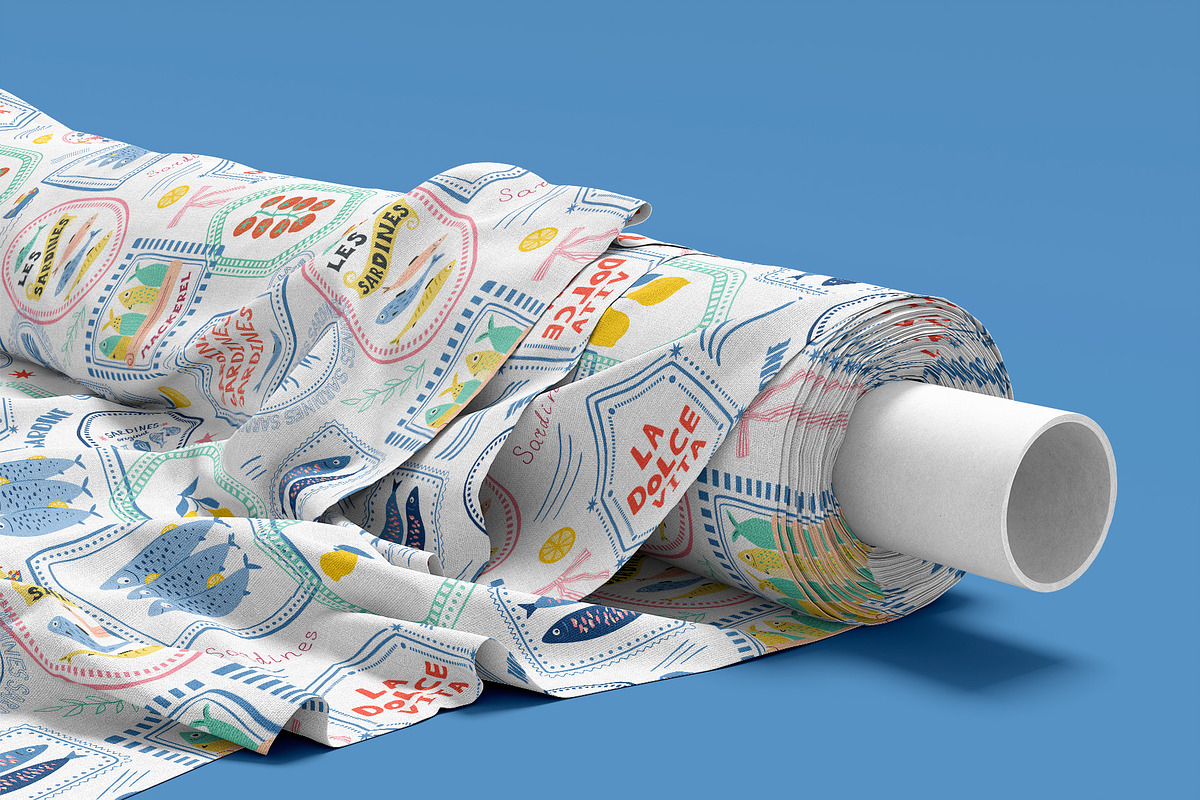 Mediterranean food Sardine patterns, a Pattern Graphic by Tani Kuzminka (Photo 25 of 25)
