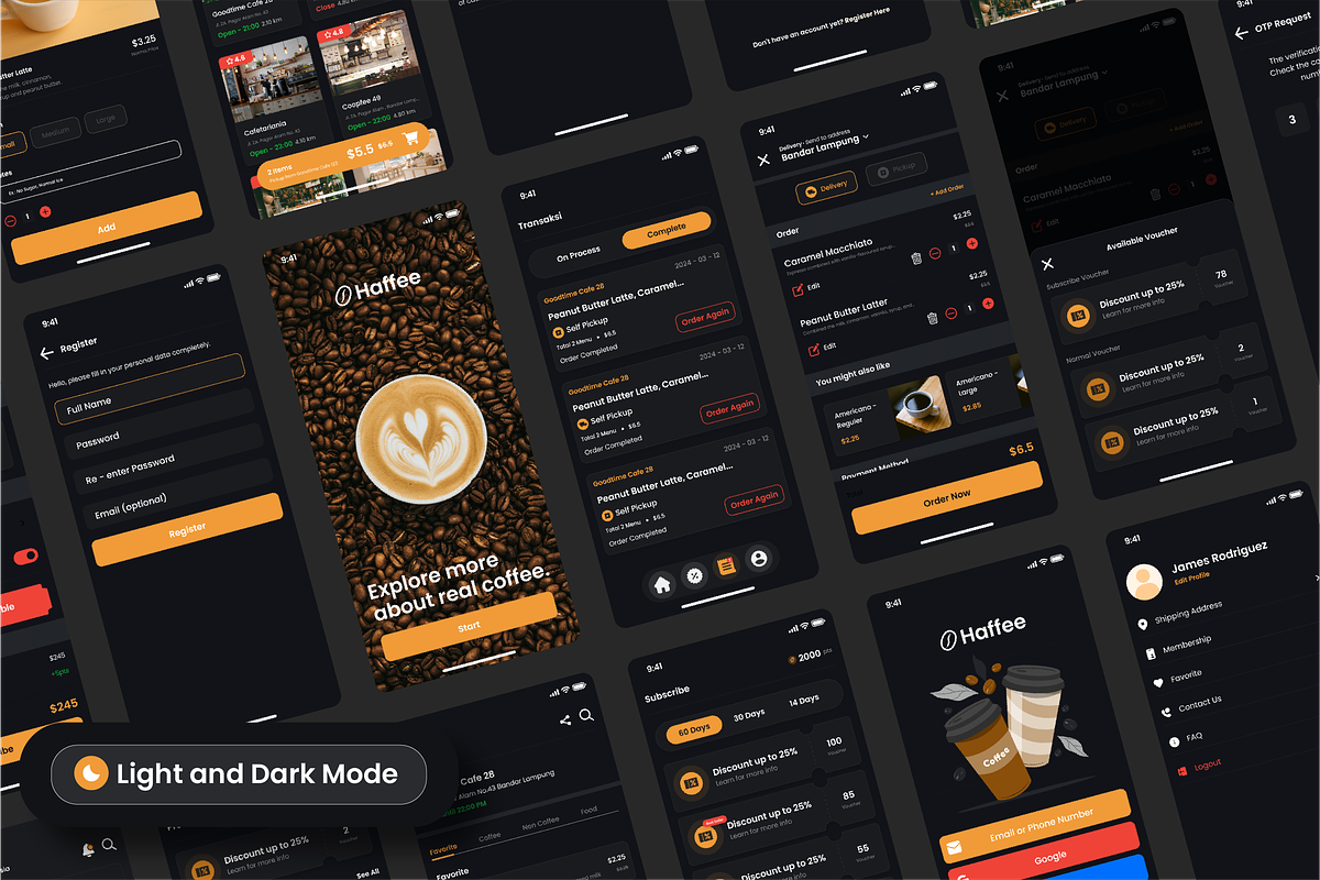 Haffee - Coffee Shop Mobile UI Kit, an UI Kit Template by ArbaStudio (Photo 3 of 4)