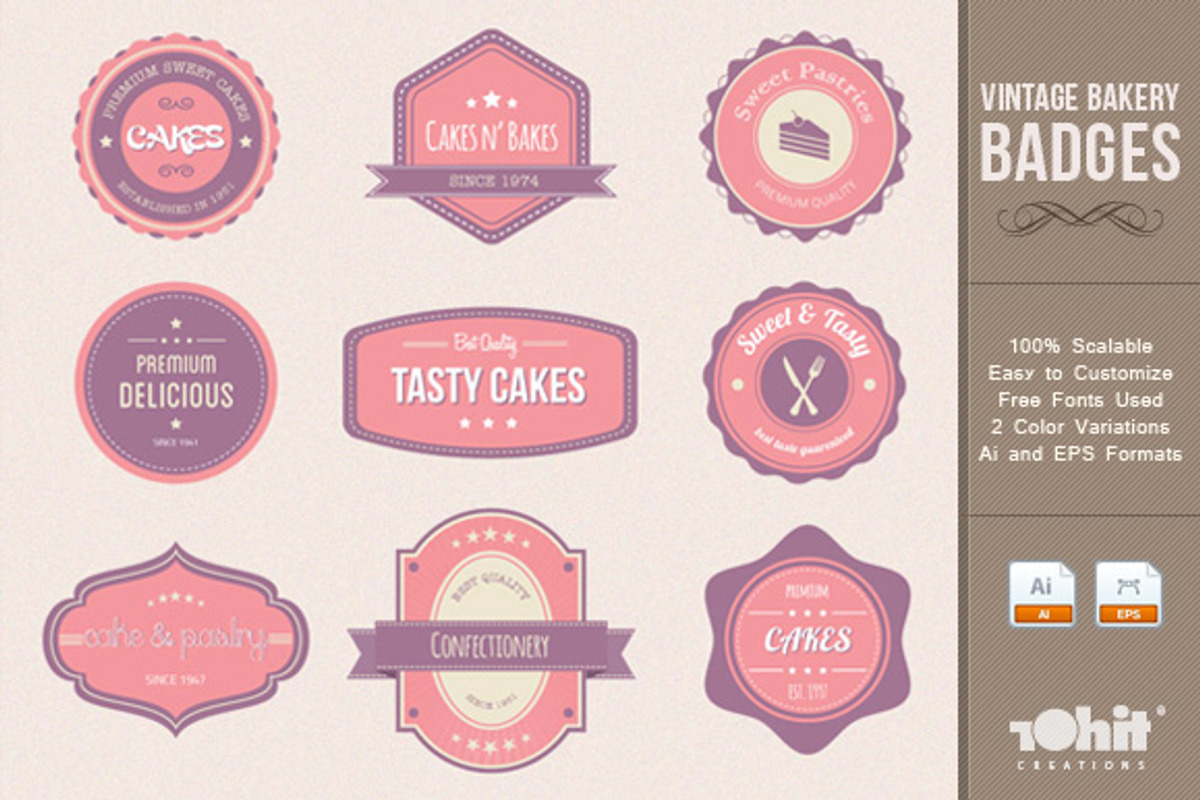 Vintage Bakery Badges