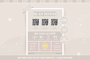 Beige Scan to Pay Sign, a Poster Template by SunshineStudioBoutique