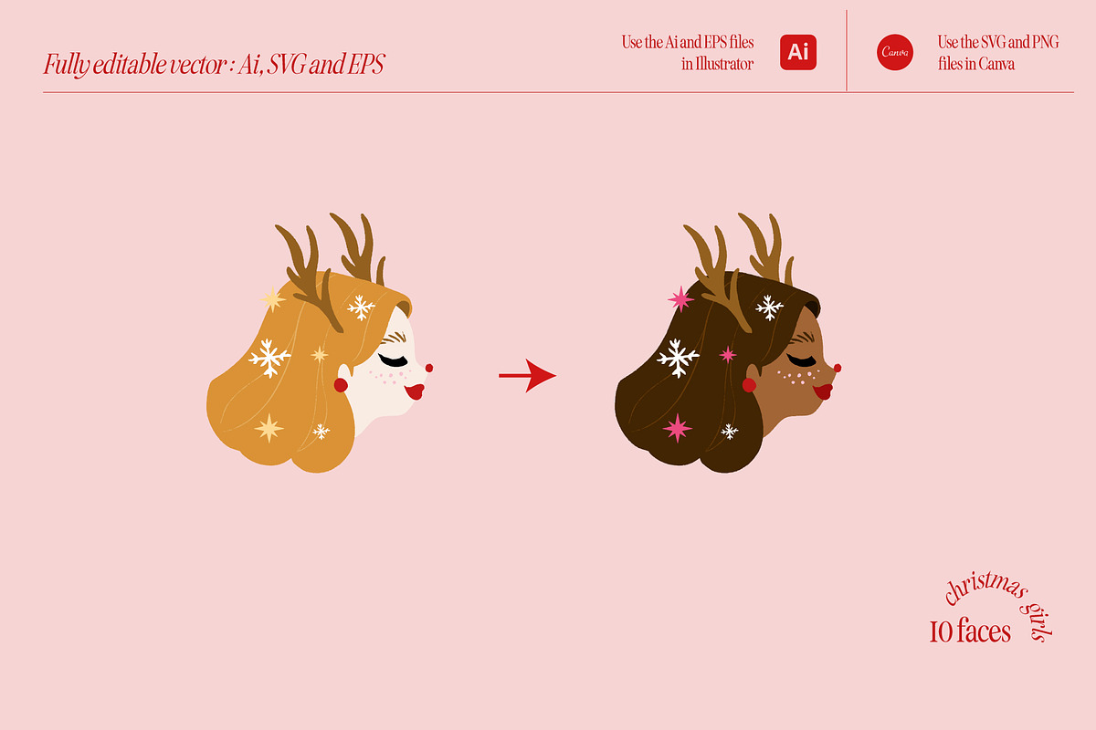 Christmas girls Collection, a Decorative Illustration by The Creative Butternut (Photo 4 of 9)