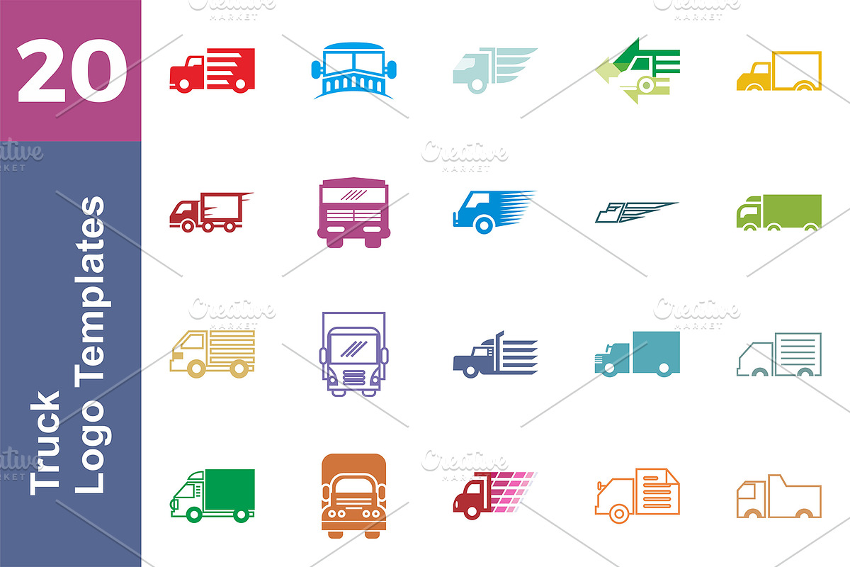 20 Logo Truck Templates Bundle, a Branding & Logo Template by Friendesigns (Photo 1 of 21)