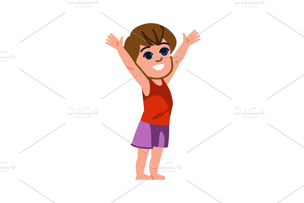 Happy child raising hands and, an Illustration by pikepicture