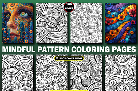 100 Mindful Pattern Coloring Pages, a Decorative Illustration by Design Station