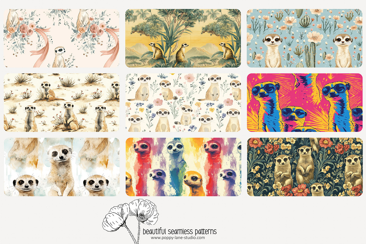 80 meerkat seamless pattern, a Pattern Graphic by Poppy Lane Studio (Photo 10 of 11)