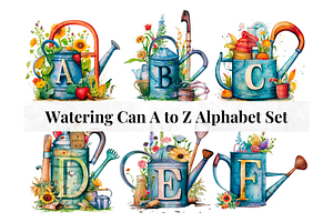 Garden Watering Can Alphabet Letters