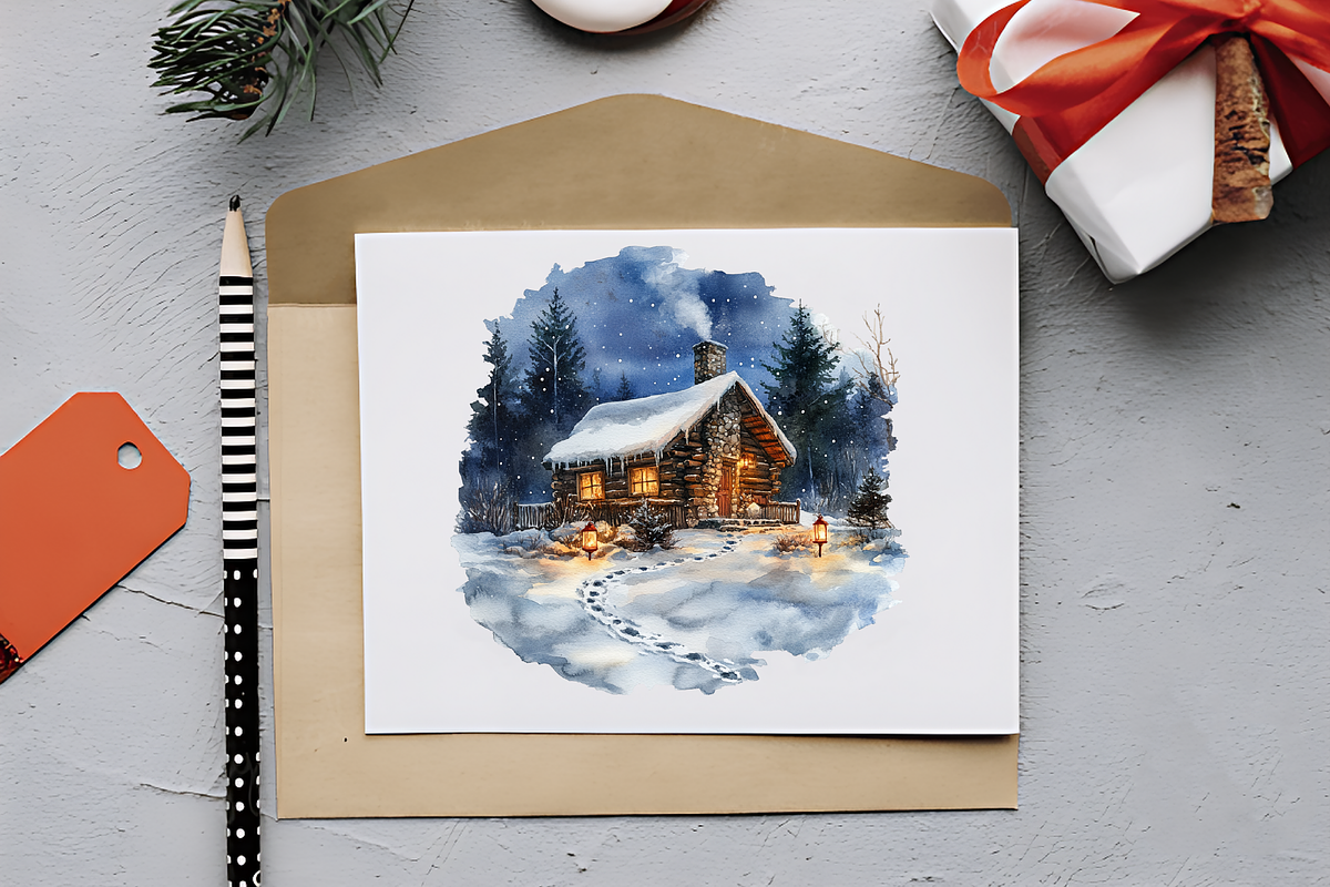 Cozy Cabin Christmas Winter Holiday, an Illustration by RobertsArt (Photo 3 of 7)