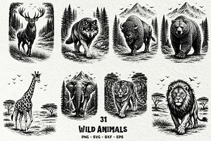 Wild Animals SVG Graphics, an Animal Illustration by DENIDigitalArtSudio