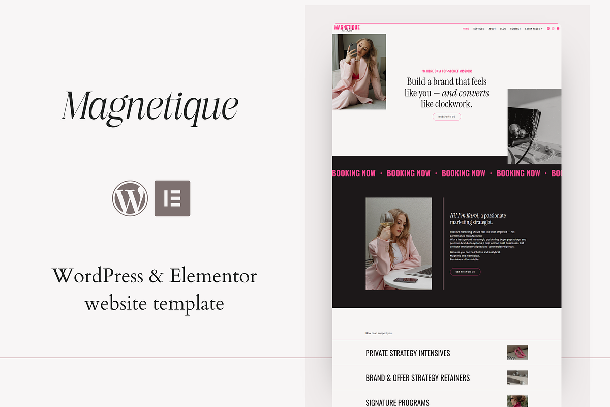 Magnetique |WordPress, Elementor pro, a WordPress Template by DesignWithCris (Photo 1 of 5)