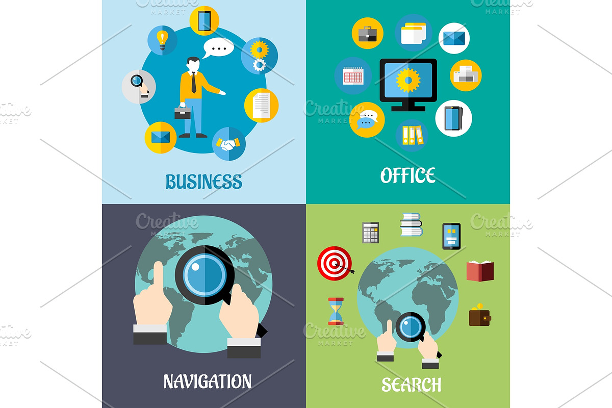 Navigation, search and business flat, a Solid Icon by Vector Tradition (Photo 2 of 3)