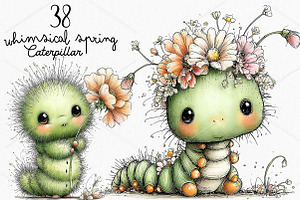 Whimsical Spring Caterpillar Clipart, a Seasonal Illustration by Canvas Craft