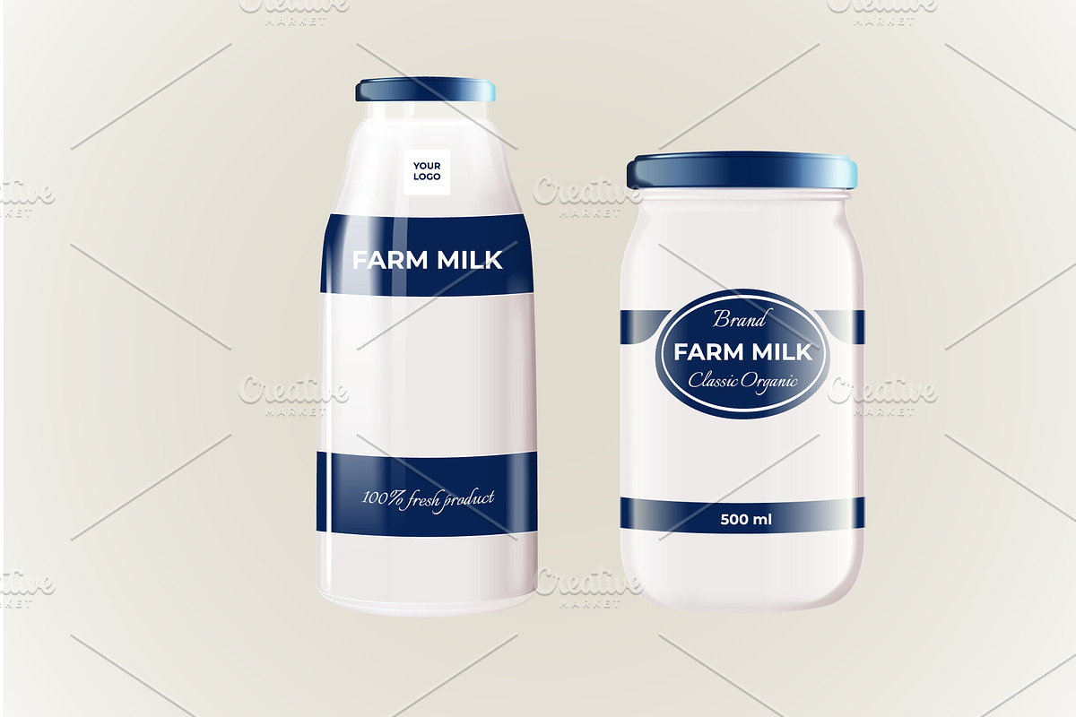 Realistic milk bottle. Glass jar, a Food Illustration by Stock-Smart-Start