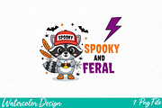 Spooky and Feral Raccoon PNG, an Illustration by Watercolor design (Thumbnail 1 of 3)