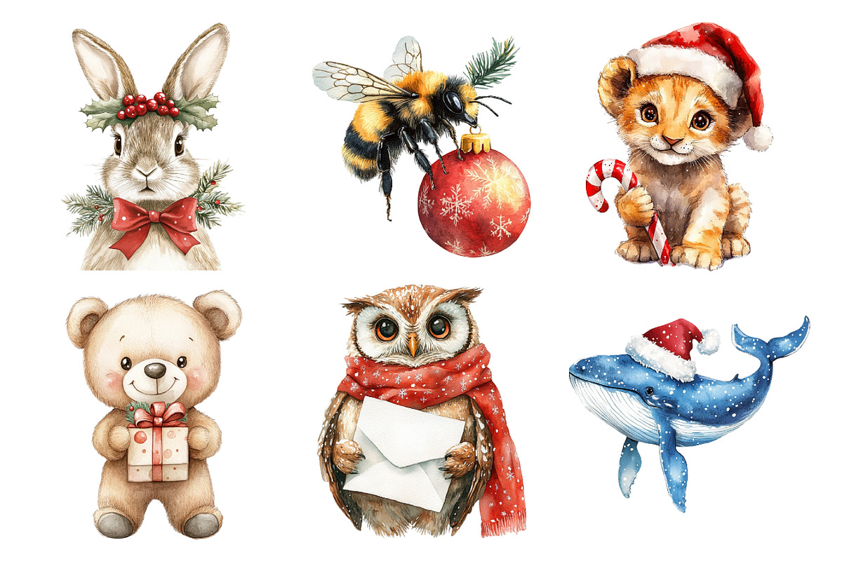 Christmas Animals Clipart, an Illustration by Daily.Designs (Photo 3 of 5)