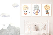 HOT AIR BALLOON clipart. Watercolor, an Animal Illustration by OlliArtDesign (Thumbnail 3 of 5)