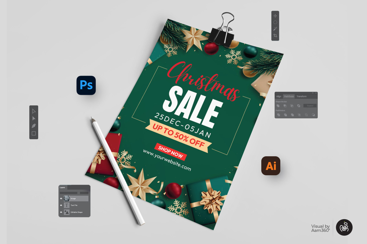 Christmas Sale Flyer Template, a Flyer Template by Aam360 (Photo 3 of 3)