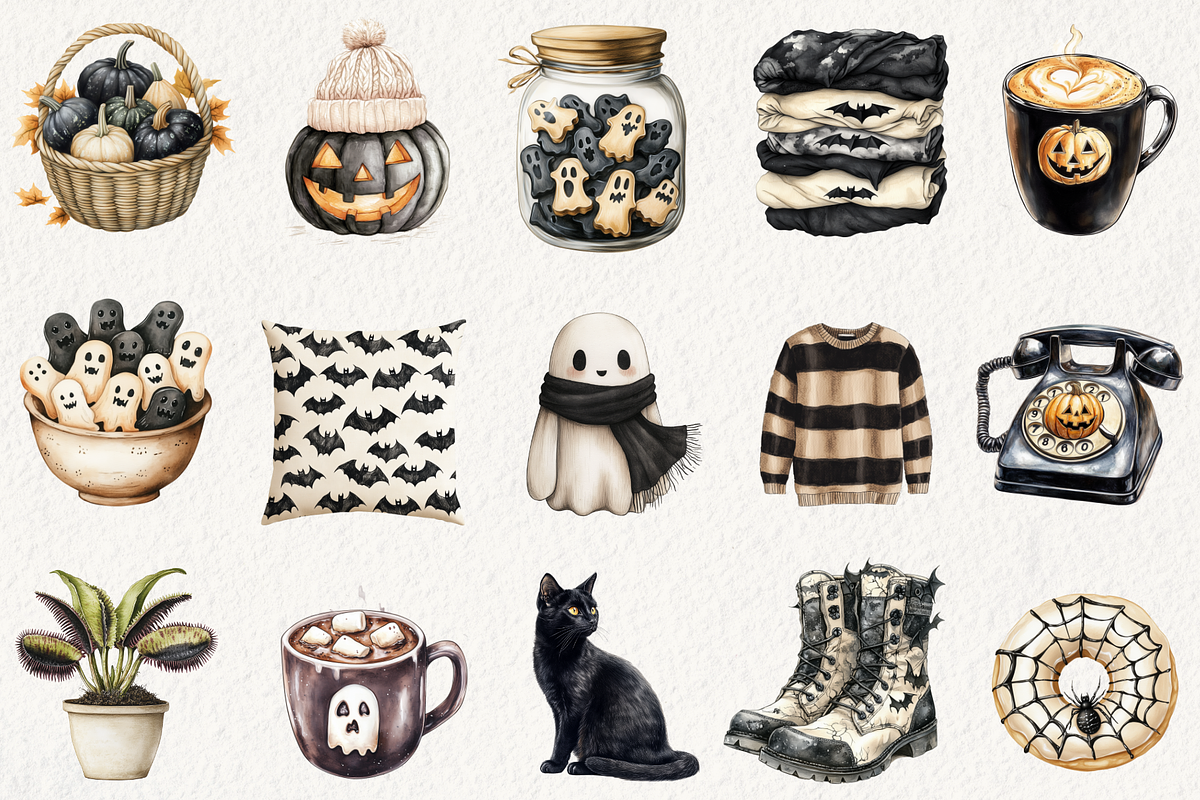 Cozy Halloween Clipart, an Illustration by NadiaTheronArt (Photo 2 of 5)
