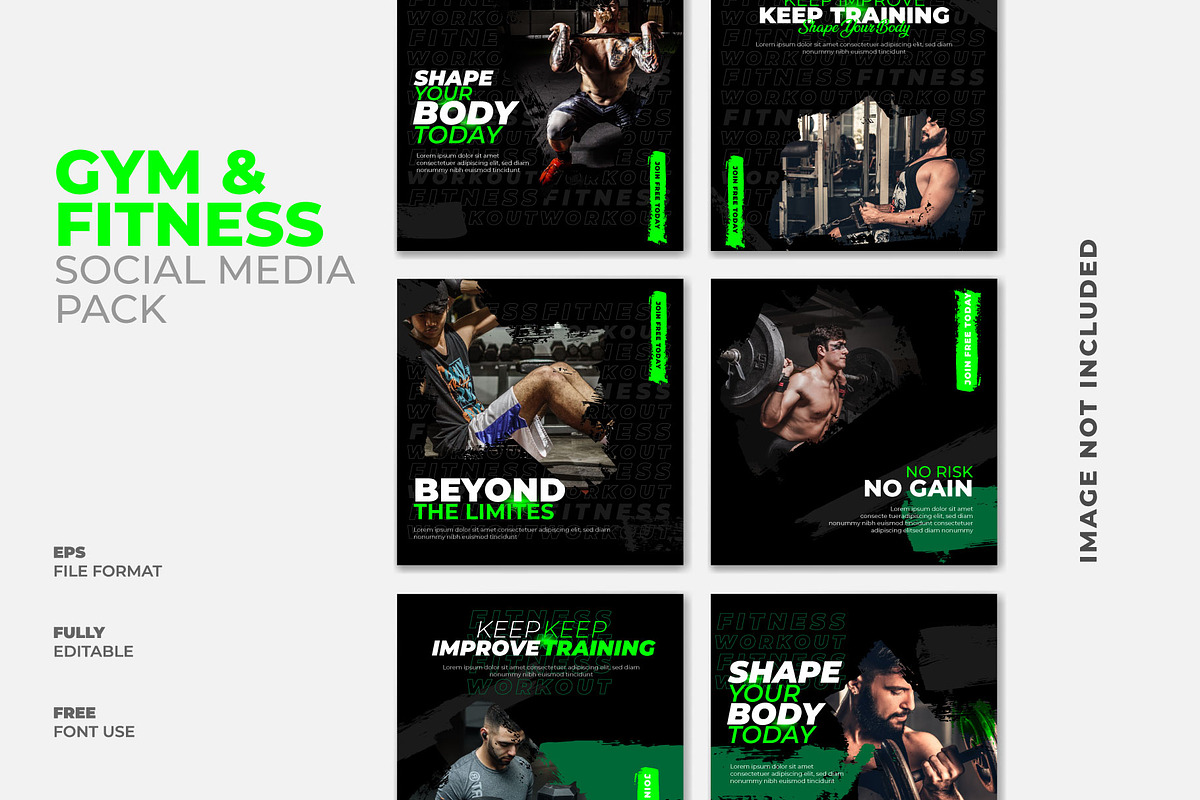 Fitness coach social media templates, a Social Media Template by Warm Snow (Photo 1 of 3)