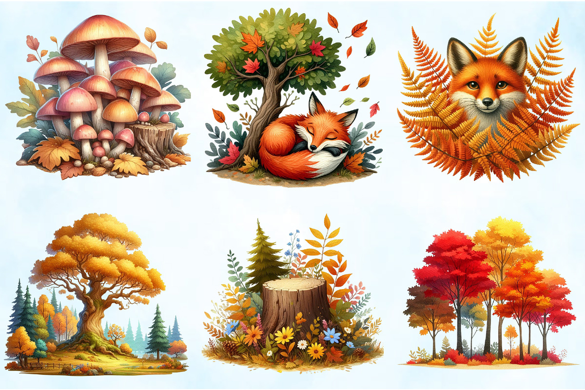 Fall in the Forest Watercolor PNG, an Illustration by Craft Nest (Photo 5 of 5)
