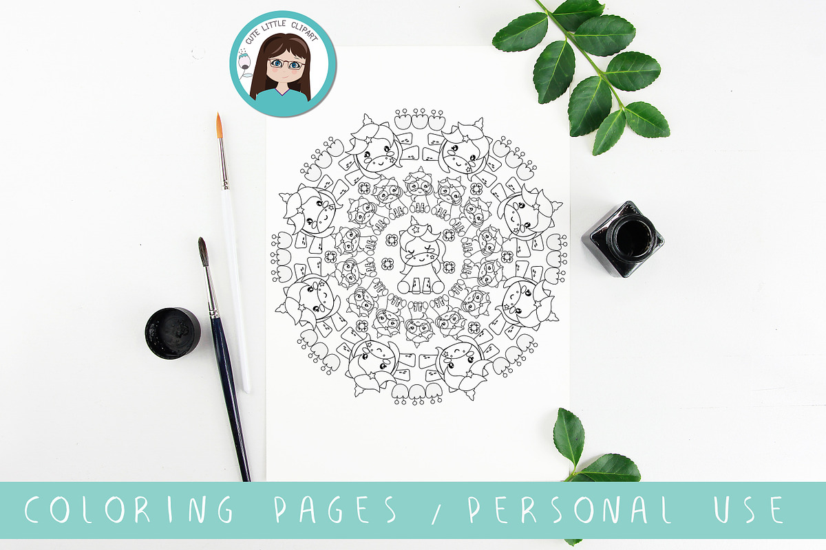 Unicorn mandala, a Pattern Graphic by Cute Little Workshop (Photo 2 of 3)