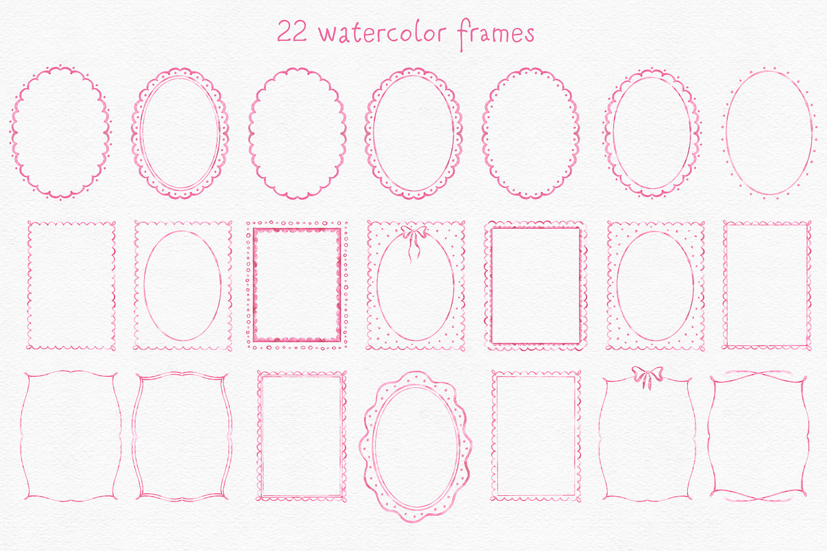 Pink Frames Watercolor Clipart, an Object Graphic by Solo Art Original (Photo 2 of 10)