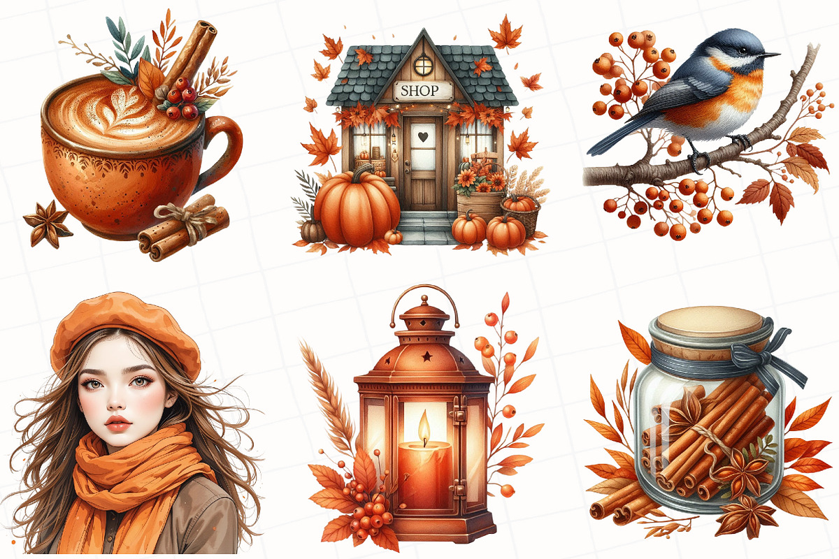 Burnt Orange Autumn Clipart, an Illustration by OK Design (Photo 3 of 5)
