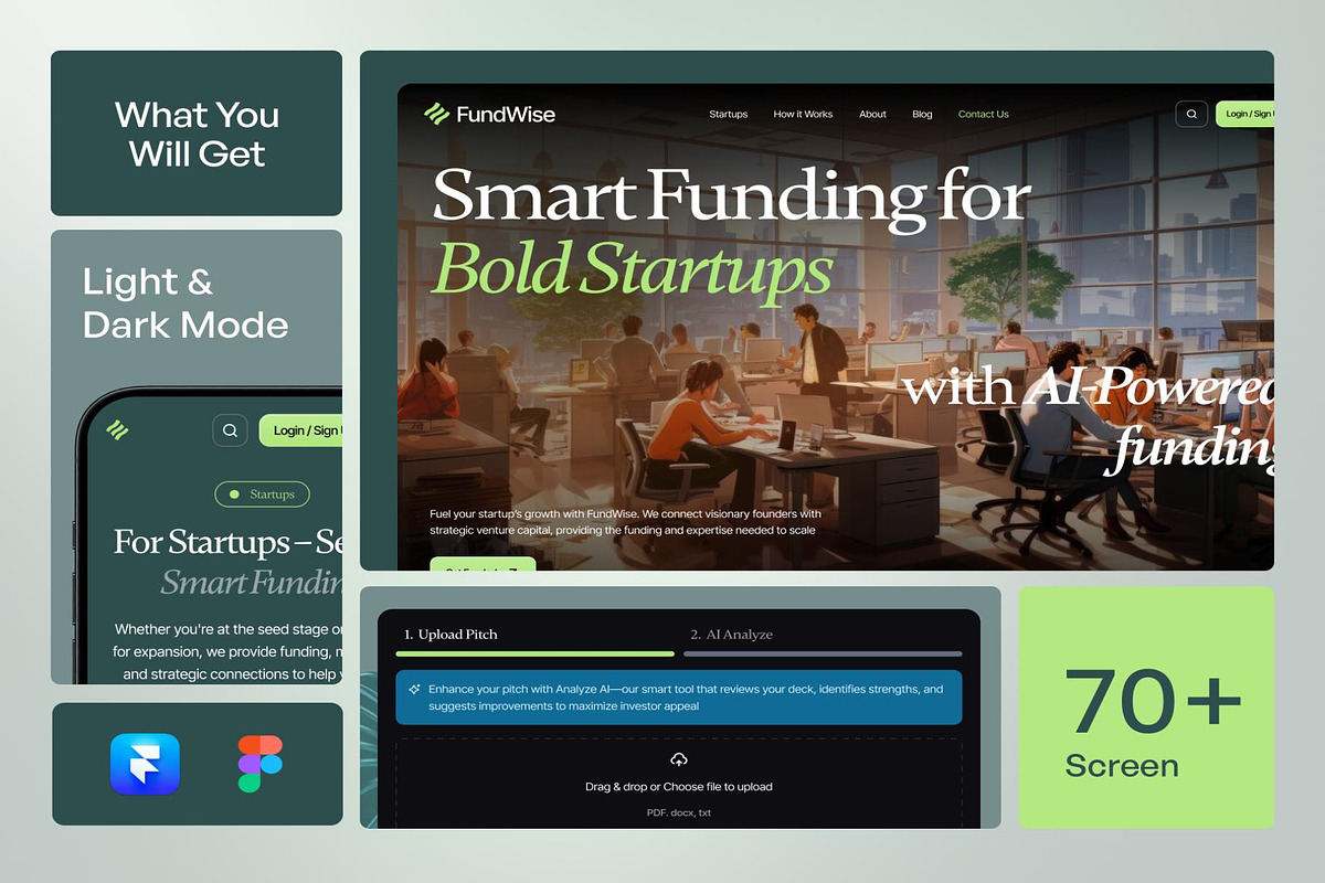 FundWise - Smart Funding Startups AI, an UI Kit Template by Creative Perspective (Photo 2 of 8)