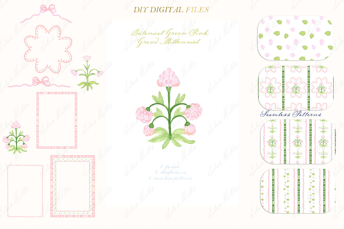 Grand millennial Botanical Pink Gree, a Graphic by LABFcreations (Photo 3 of 4)