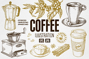 Hand drawn coffee set, a Food Illustration by natadanko (Thumbnail 1 of 2)