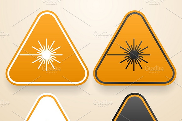 Set Of Triangular Laser Signs