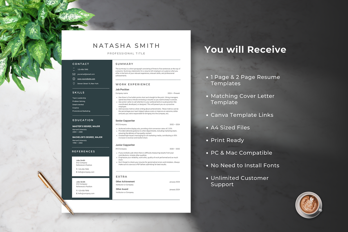 Professional Minimalist Resume Dark, a Resume Template by Helpful Hues (Photo 7 of 8)