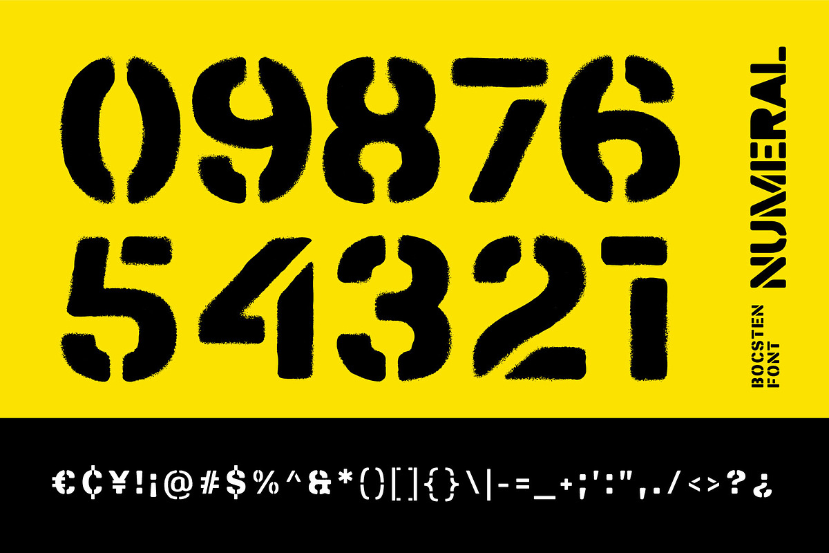 Bocsten – Splashed Stencil Font, a Sans Serif Font by Drizy (Photo 5 of 9)