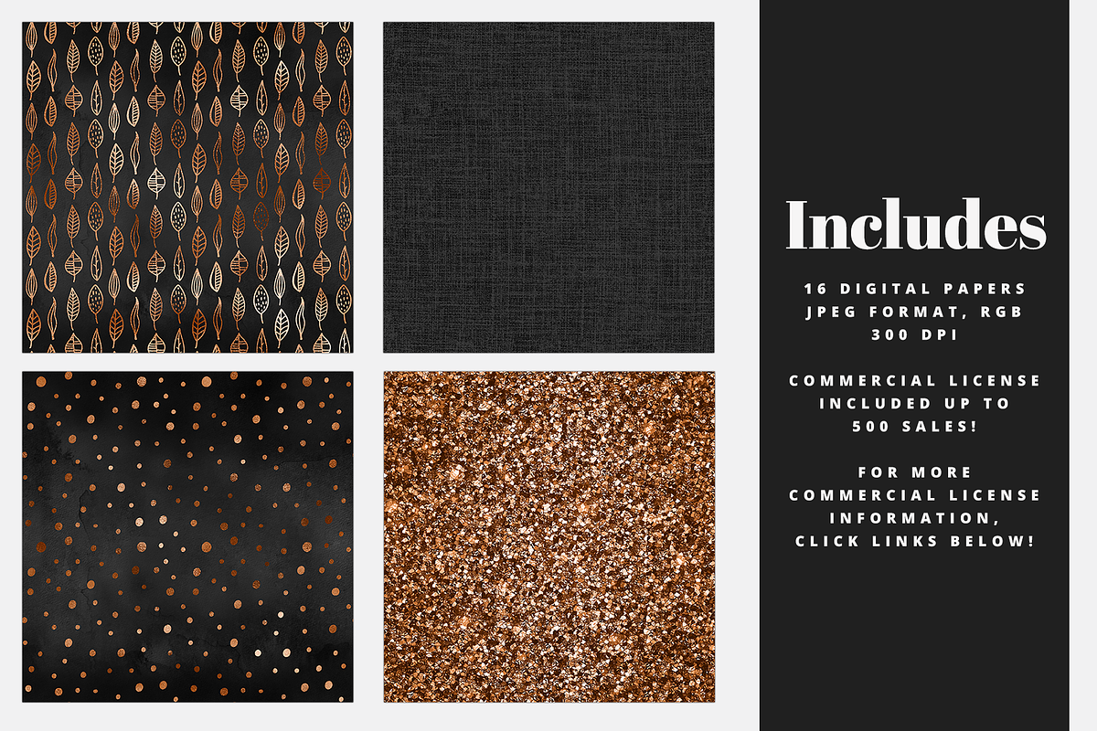 Black & Copper Digital Paper, a Pattern Graphic by Brandi Lea Designs (Photo 2 of 5)