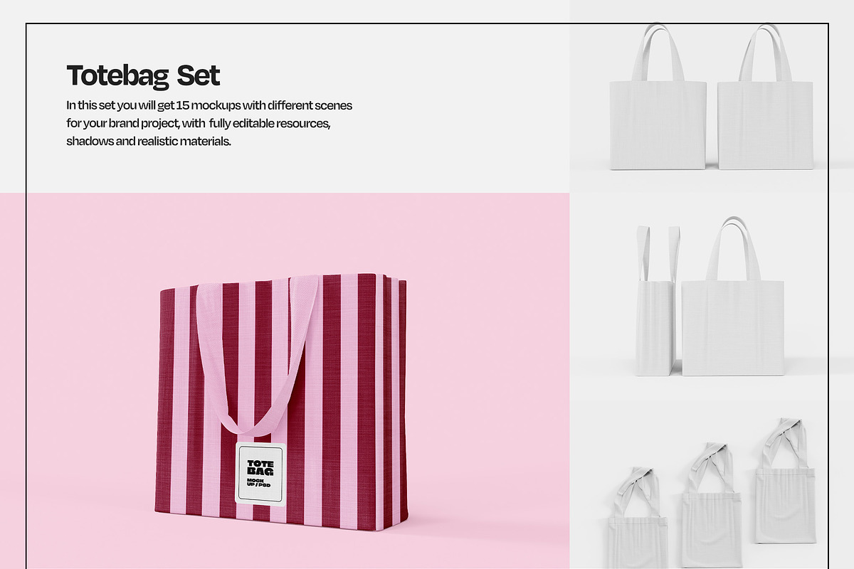 Tote Bag Mockup Set, a Packaging Mockup by Mego-studio (Photo 3 of 7)