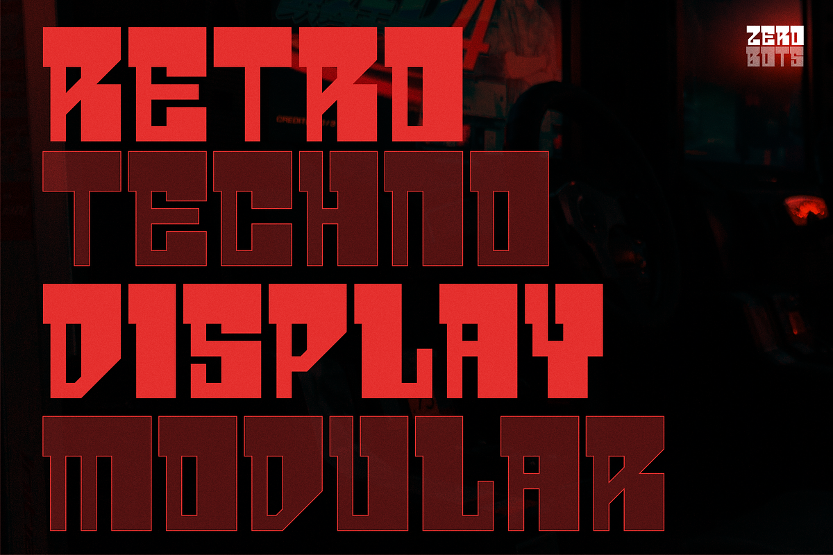 Zero Bots | Techno Retro Display, a Font by gracetype_studio (Photo 7 of 12)