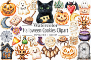 Watercolor Halloween Cookies Clipart, an Illustration by Libby Wishes (Thumbnail 1 of 5)