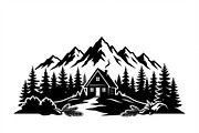 50 Forest Cabin Landscape Silhouette, an Empty State Illustration by Amazin_art (Thumbnail 36 of 38)