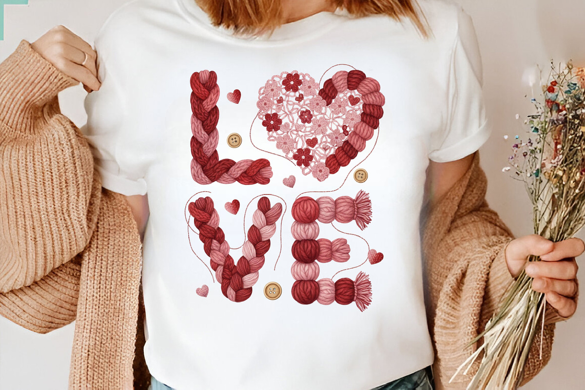 Love Valentines Png, Faux Yarn Valen, an Illustration by Designking (Photo 3 of 6)