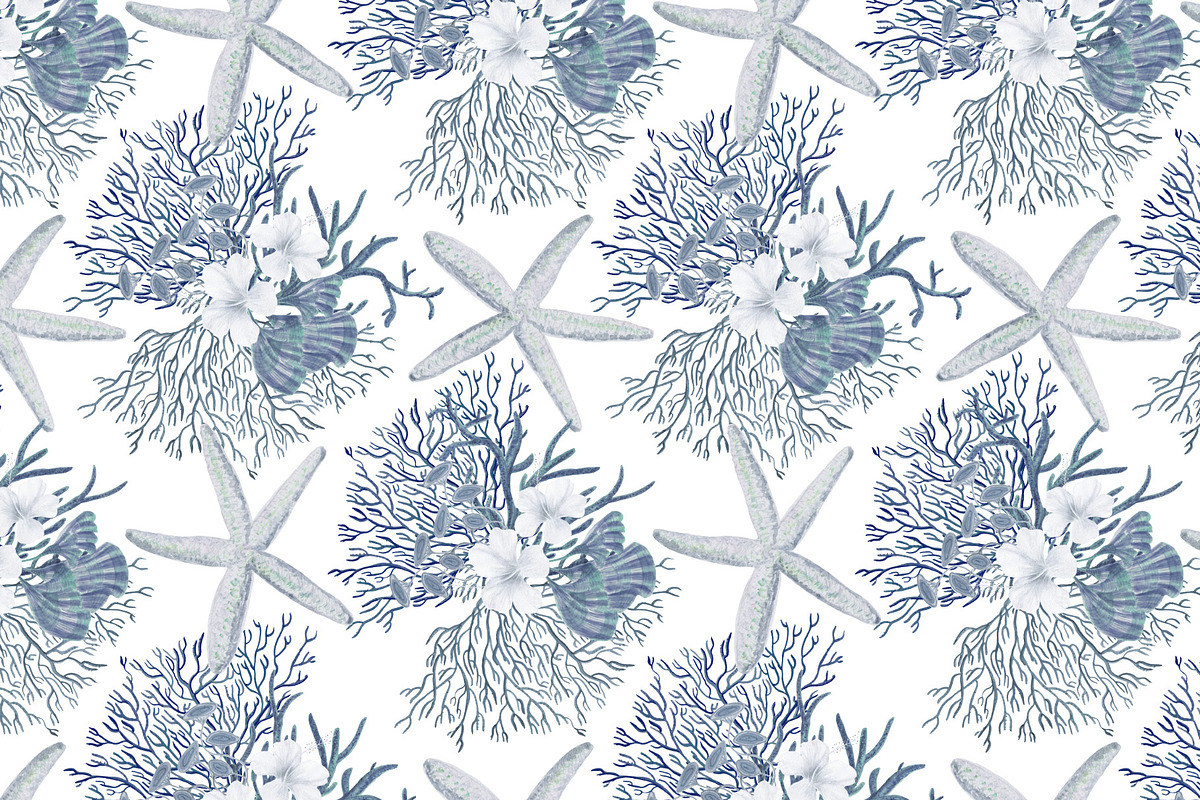 White and blue sea patterns, a Pattern Graphic by ramika (Photo 4 of 8)