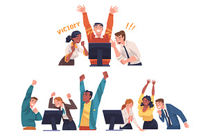 Lucky People Character Celebrating, a Person Illustration by TopVectors