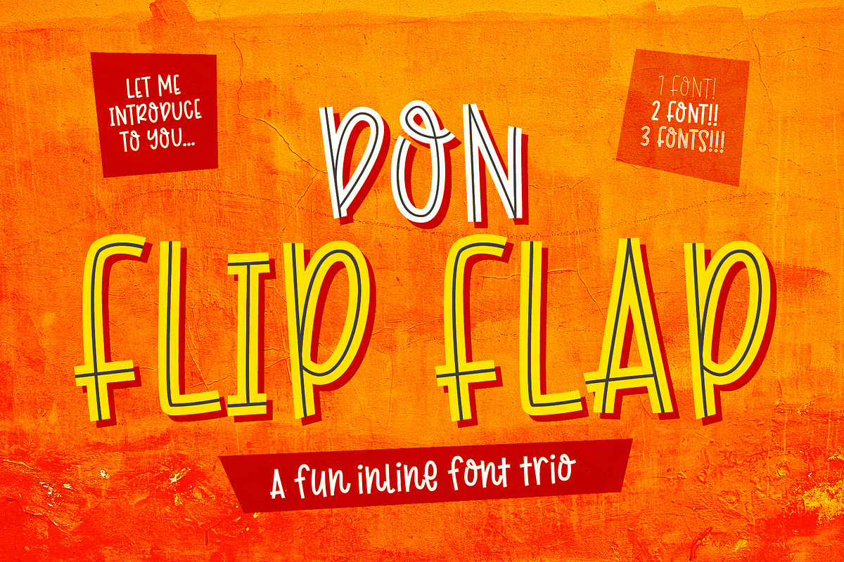 Don Flip Flap - fun inline font trio, a Font by Little Type Factory (Photo 1 of 10)