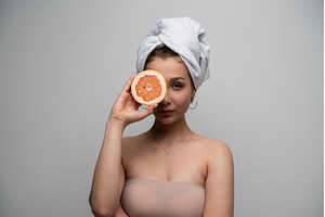 Woman preparing for a natural, a Health & Medical Photo by volodymyrshtun13795