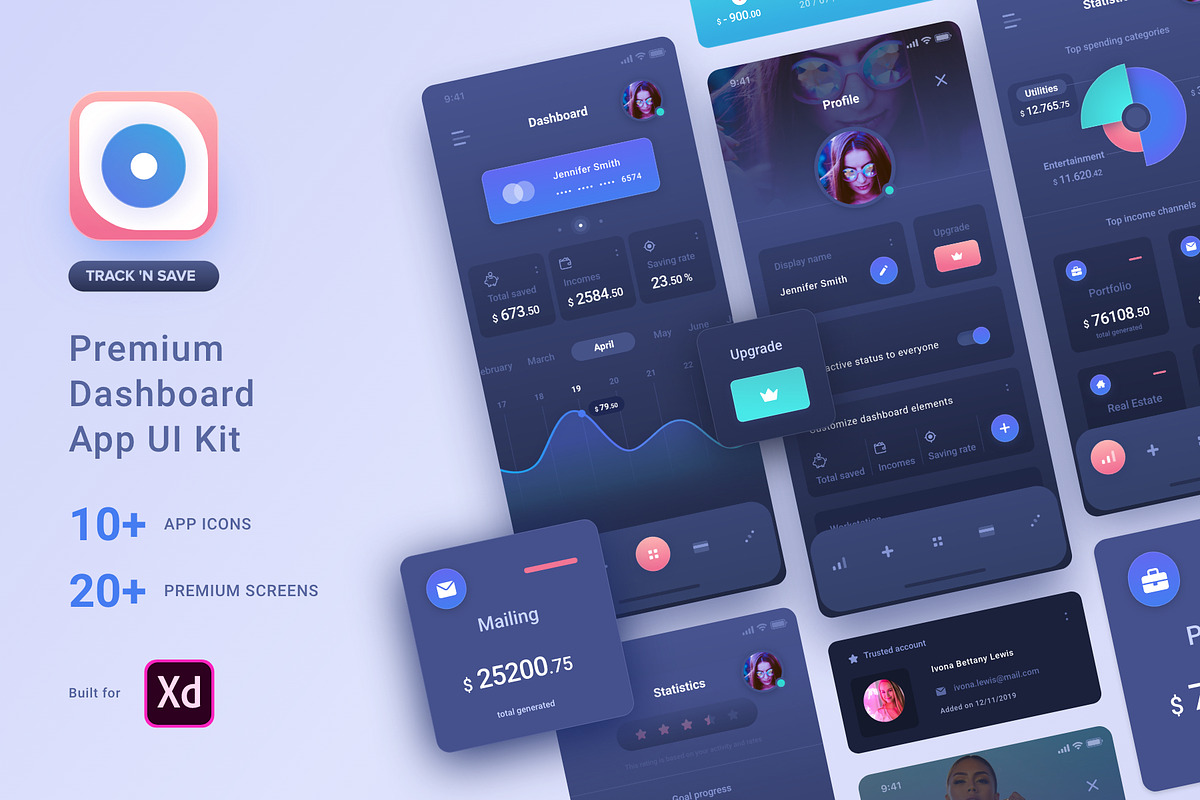 Track and Save Dashboard UI Kit, an App Template by Zhenya_ux (Photo 1 of 4)