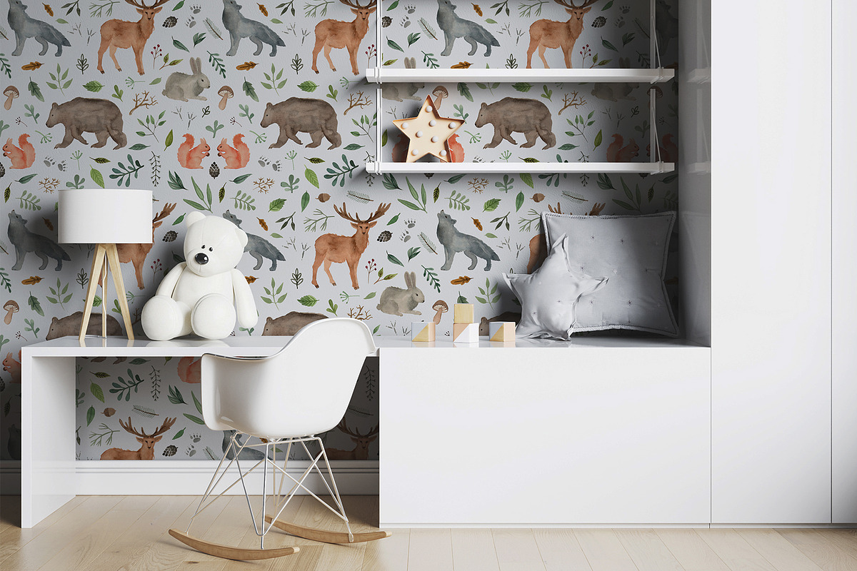Woodland animals watercolor clipart, an Animal Illustration by alenaganzhela (Photo 10 of 11)