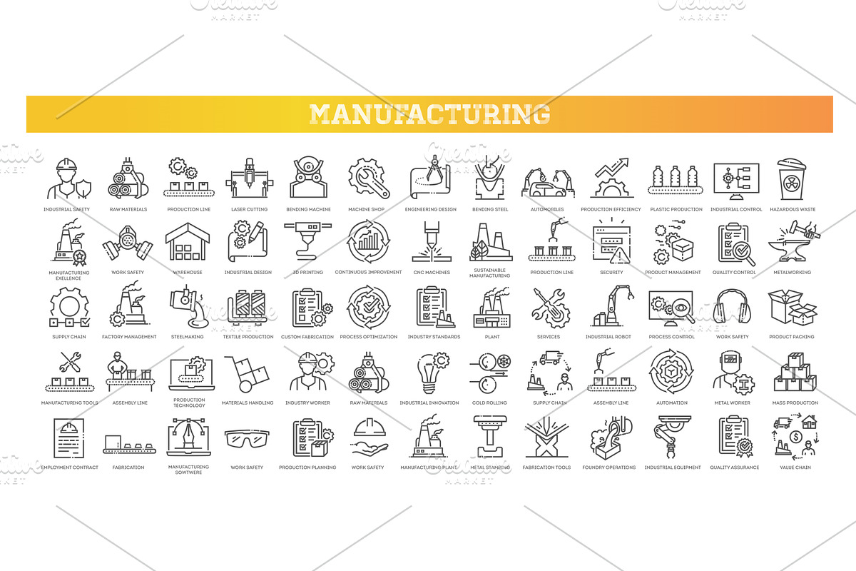 Manufacturing icons, an Icon by Tettygreen