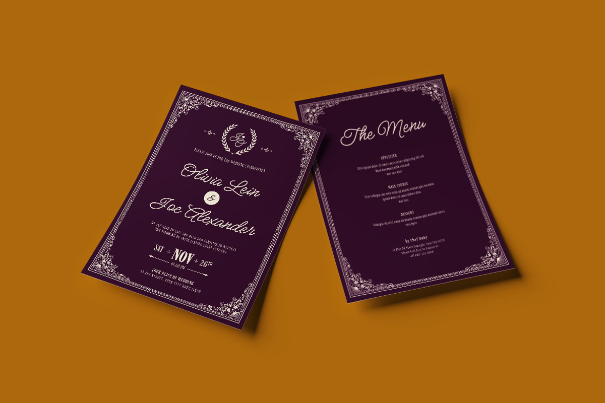 Art Deco Wedding Invitation Template, an Invitation Template by dokudokunomi (Photo 3 of 4)
