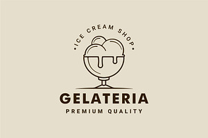 ice cream balls in bowl logo line, a Branding & Logo Template by zyxroun shop