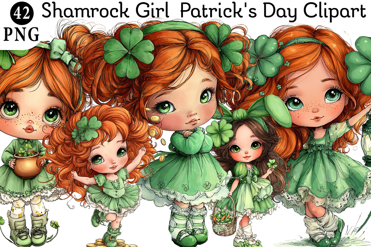 Shamrock Girl St Patrick's Day Clip, an Illustration by Daily.Designs (Photo 1 of 8)