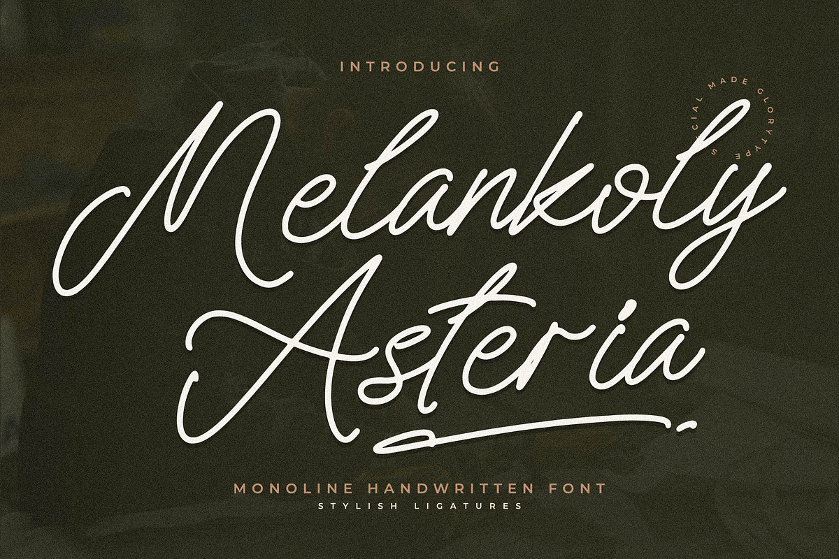 Melankoly Asteria Monoline Font, a Script Font by Letterena Studios Script (Photo 1 of 15)